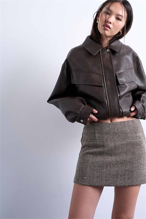 Мини-капюшон с узором «елочка» артикул 150197482