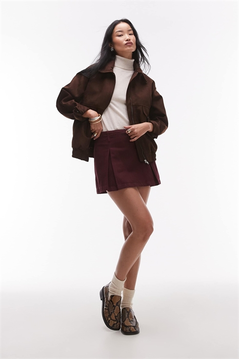 Мини-юбка из денима с складками-гофре артикул 141035616