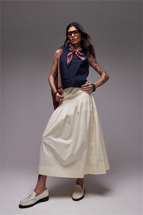 Юбка из поплина с пин-таками артикул 140292283