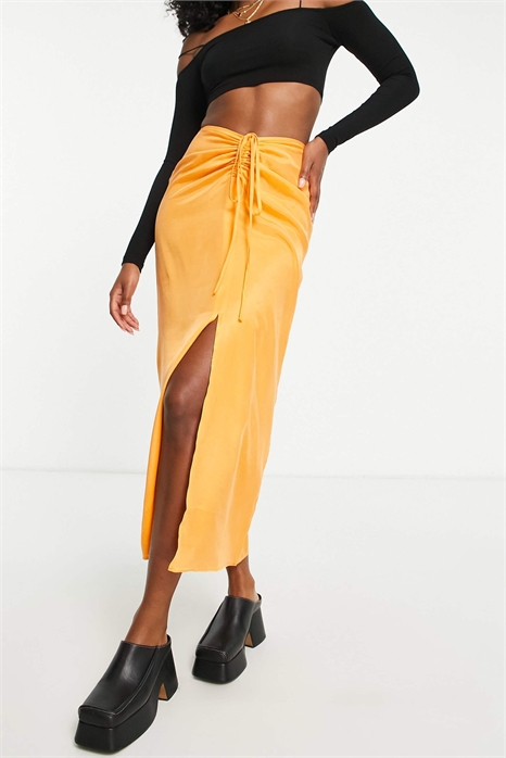 Юбка средней длины с рюшами на талии артикул 118657719