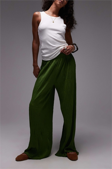 Брюки с широкими брючинами и гофрированной текстурой артикул 146736668