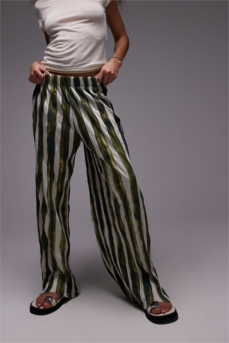 Брюки с широкими брючинами и гофрированной полоской артикул 143140174