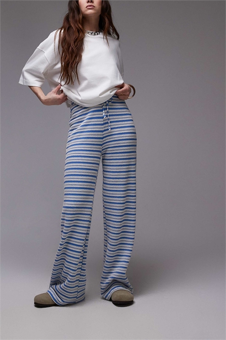 Брюки с широкими штанинами и текстурной полоской артикул 140828684