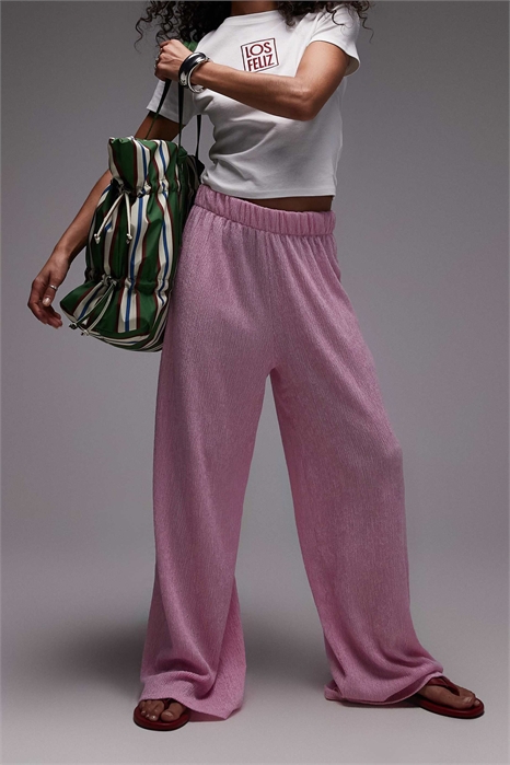 Брюки с широкими штанинами и фактурной поверхностью артикул 147380722