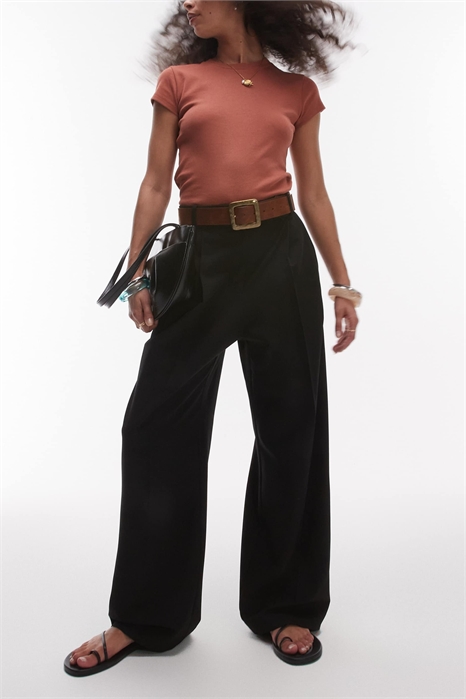 Классные брюки с прямыми брючинами и двойной складкой артикул 139798845