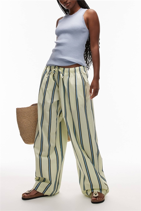 Брюки из поплина с широкими брючинами и эластичным поясом артикул 147788391