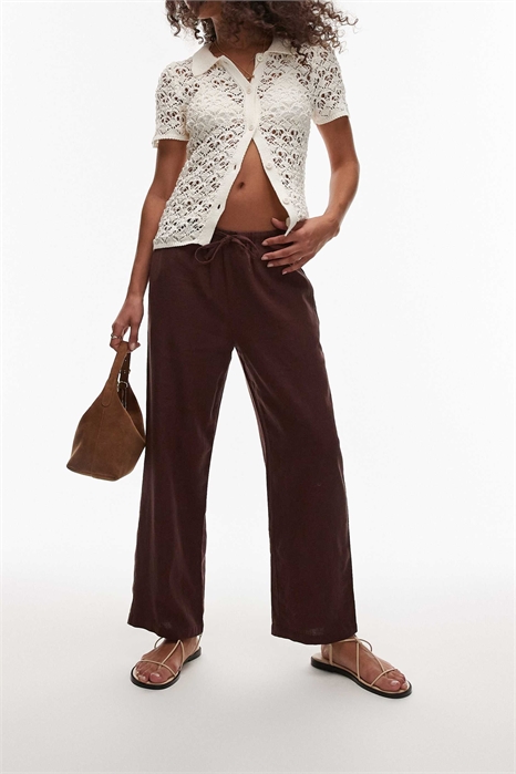 Брюки средней посадки из льна нестандартной длины артикул 140464966