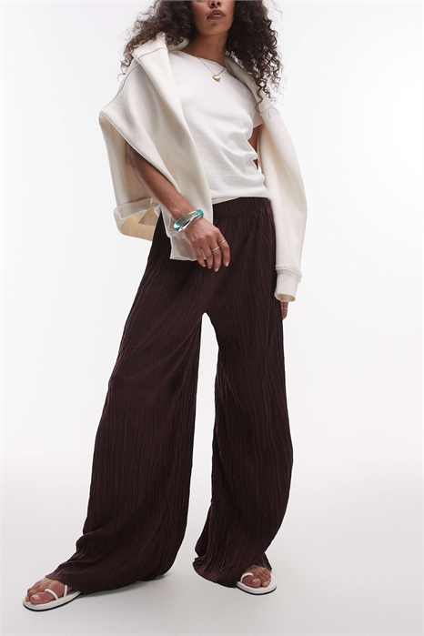 Брюки с широкими брючинами и гофрированной текстурой артикул 142742510