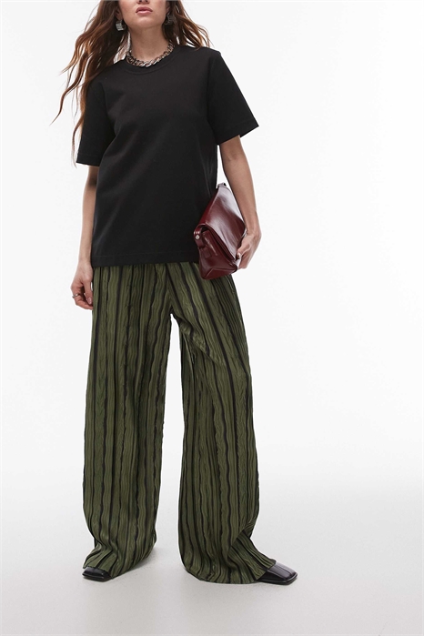 Брюки с широкими брючинами и плиссированными полосками артикул 141817884