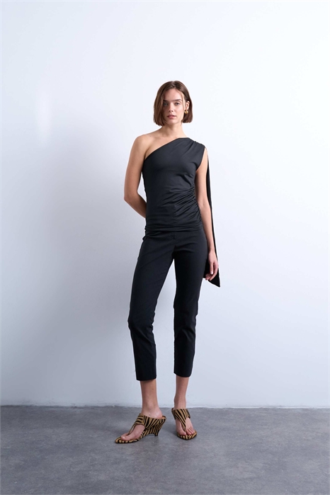 Топ с одним плечом и элементами в виде накидки артикул 149598797