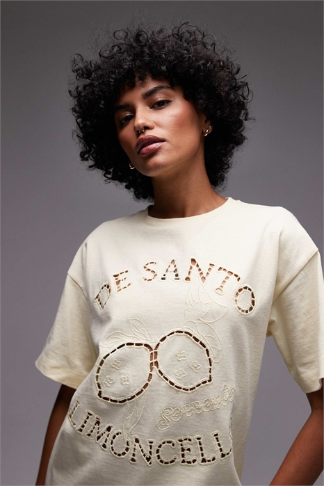 Футболка оверсайз с вырезами в стиле лимончелло артикул 141733280