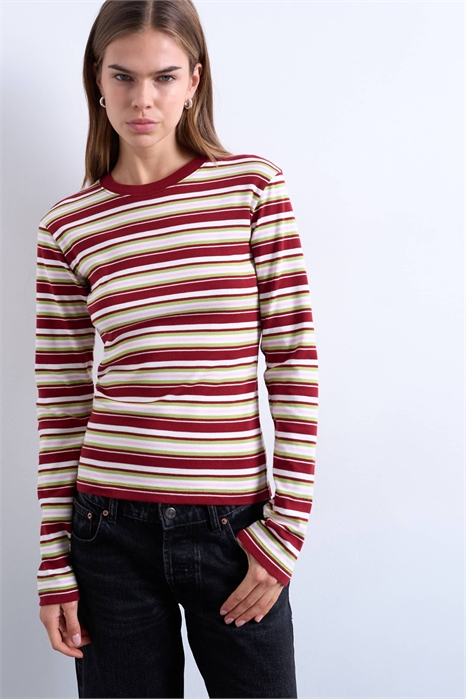 Футболка с полосками и длинными рукавами на каждый день артикул 150323913