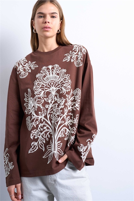 Футболка-скейтер с длинным рукавом и принтом «пейсли» артикул 151639556