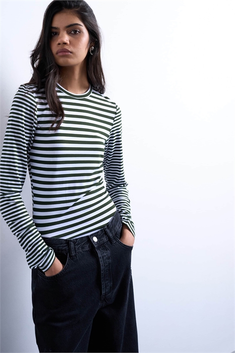 Топ с длинными рукавами и контрастной полоской на спине артикул 152934894