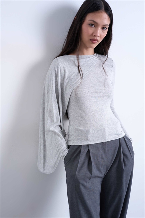 Топ с длинными рукавами и декором в виде мыса артикул 153112942