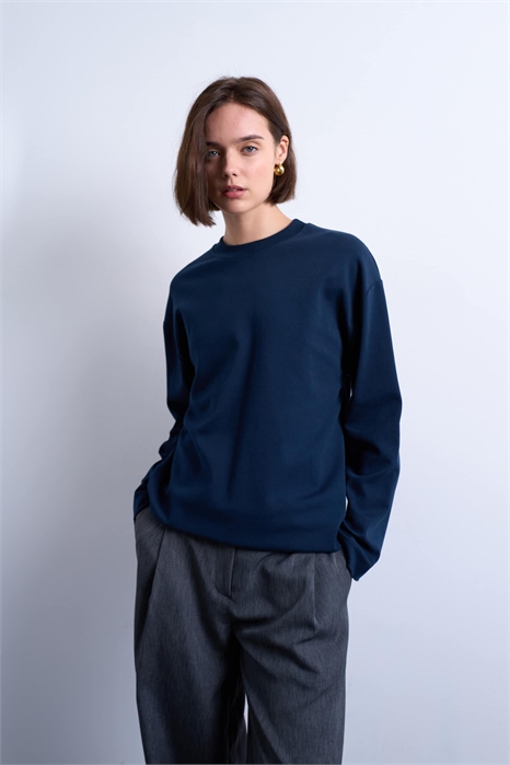 Футболка-скейтер с длинным рукавом из ткани интерлок премиум-класса артикул 143827250