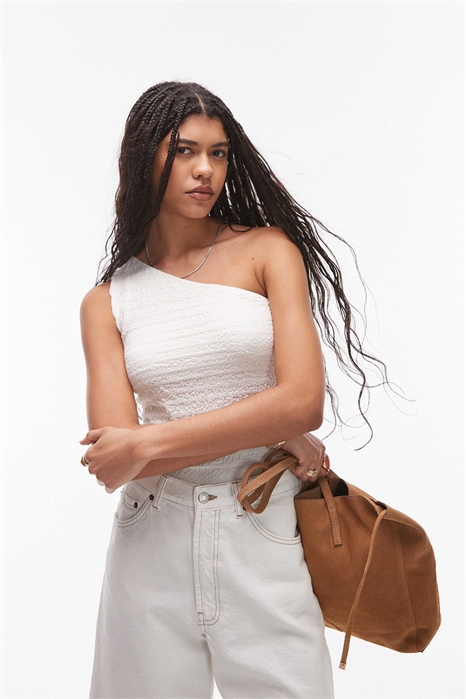 Топ с одним задрапированным плечом артикул 142742506