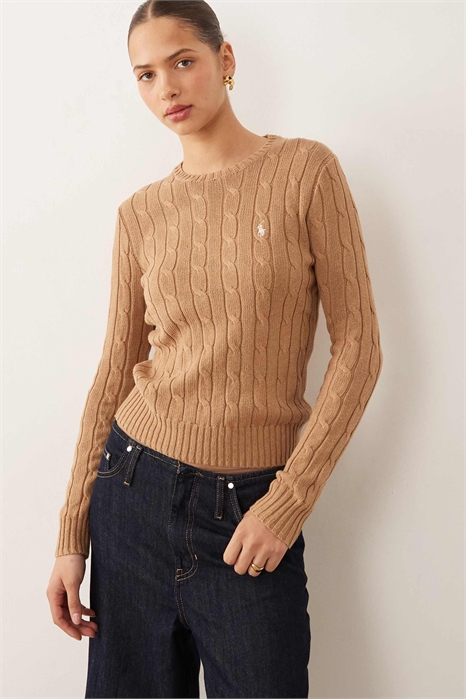 Свитер из хлопка с логотипом в виде иконки и узором «коса» артикул 152313255