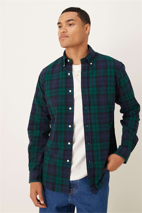 Рубашка из оксфорда с ворсистой поверхностью, с логотипом в виде значка, индивидуальный крой артикул 148371206