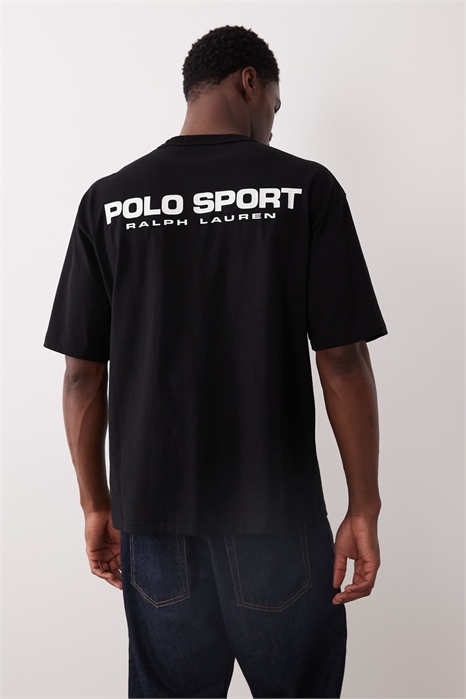 Спортивная футболка свободного кроя из плотной ткани с принтом на спине артикул 154008429