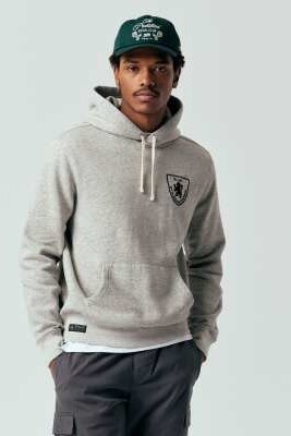 Флисовая толстовка с спортивным логотипом, классический крой оверсайз артикул 152230978