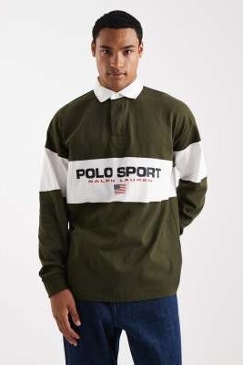 Поло для регби с логотипом на груди в виде флага, свободный крой артикул 148371242