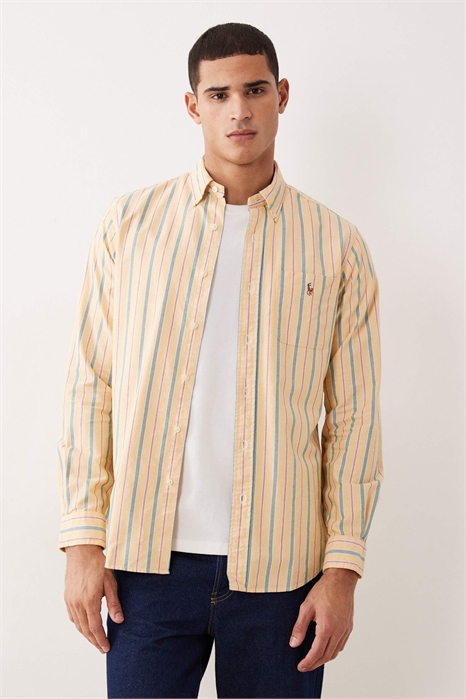 Рубашка в полоску с длинными рукавами артикул 148251620