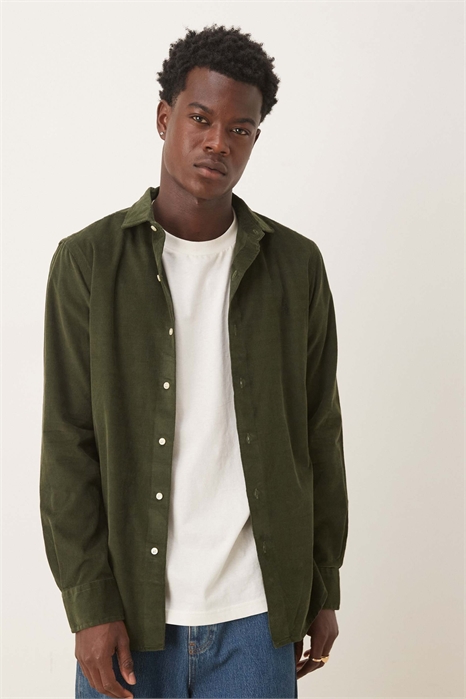 Рубашка из тонкого вельвета с логотипом в виде значка, приталенный крой артикул 148371225