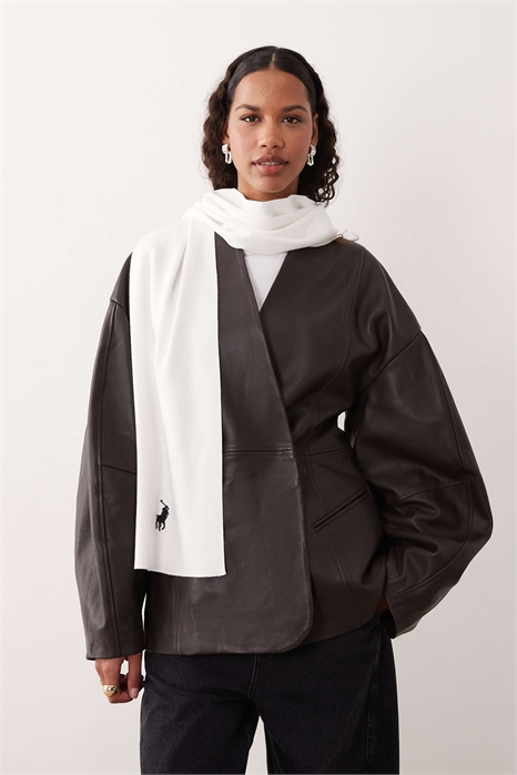 Хлопковый вязаный шарф с логотипом в виде значка артикул 152231057