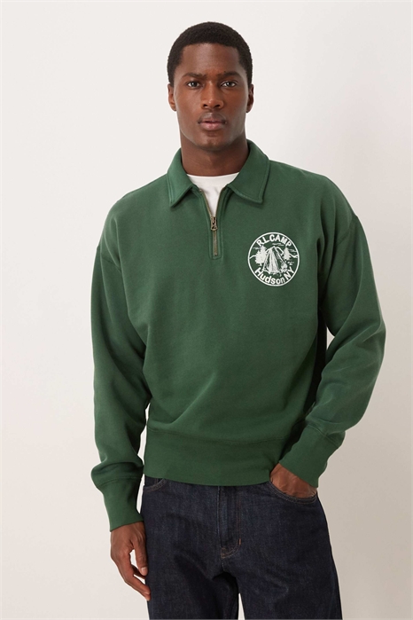 Свитшот с логотипом Hudson Valley, классический оверсайз, с полузастежкой-молнией артикул 152230974