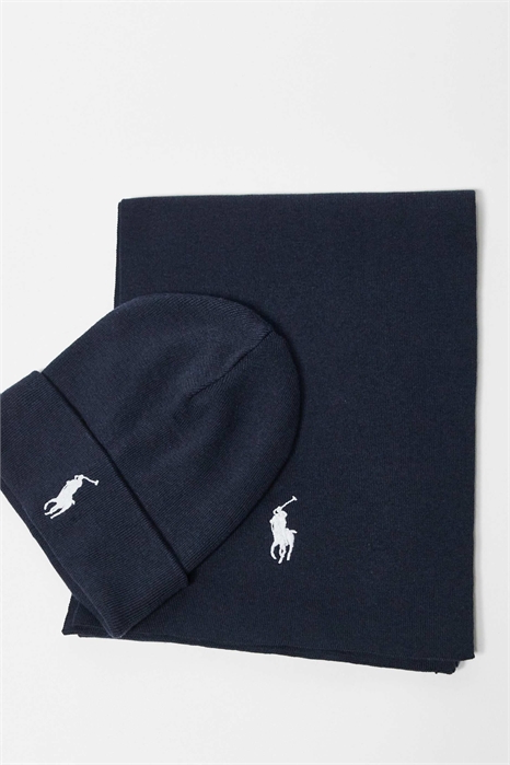 Набор из хлопковой вязаной шапки и шарфа с логотипом в виде значка артикул 148251642