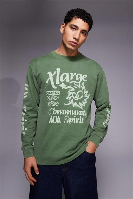 Футболка с длинным рукавом, с принтом логотипа, окрашенная пигментной краской артикул 151343020