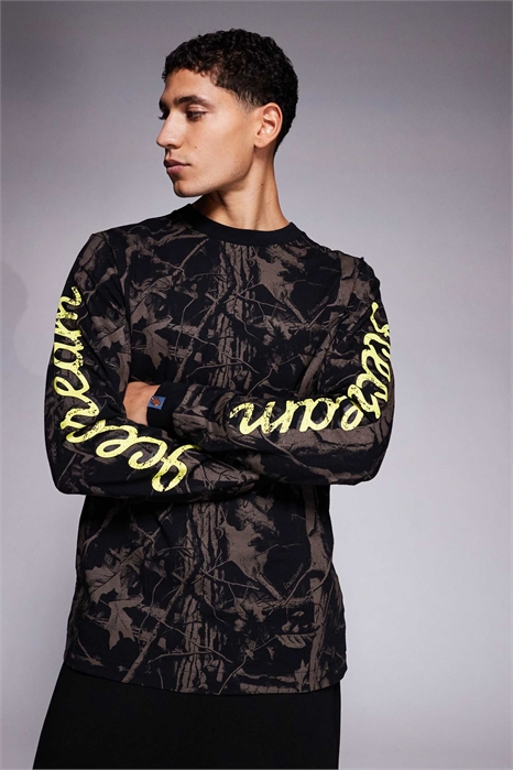 Футболка с длинным рукавом с принтом «дерево» по всей поверхности артикул 154161659