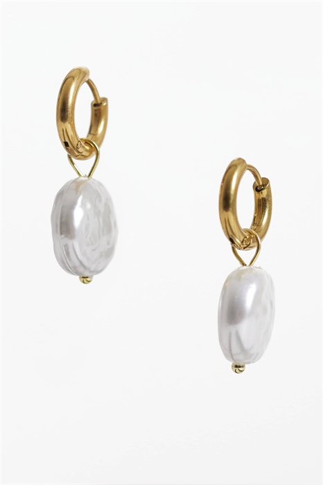 Серьги-кольца с жемчужным подвесом артикул 154852935