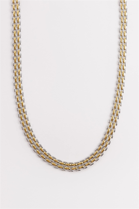 Двухцветное колье с цепочкой в стиле ретро из смешанных металлов артикул 155681914