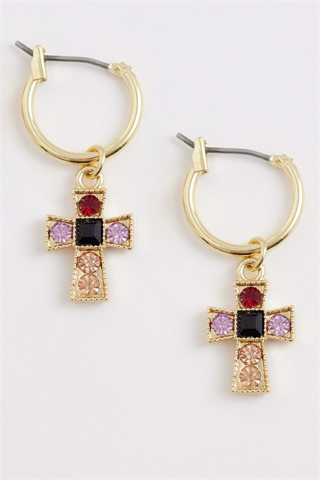 Серьги-кольца с небольшим крестиком артикул 154706727