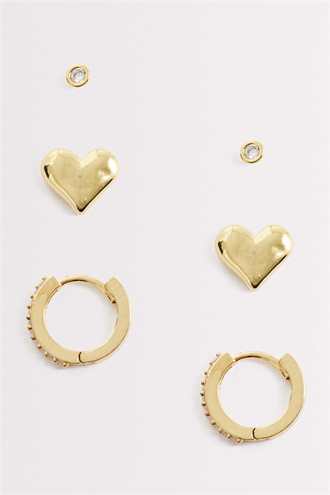 Набор сережек-колец с мотивом «Расплавленное сердце» и паве артикул 153816911