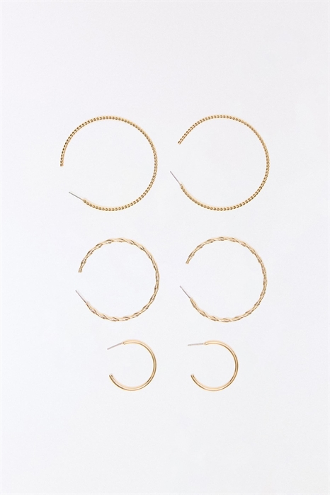 Набор из 3 пар сережек-колец артикул 155704780