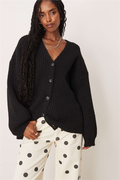 Вязаный кардиган свободного кроя с крупной резинкой из шерсти артикул 150661577