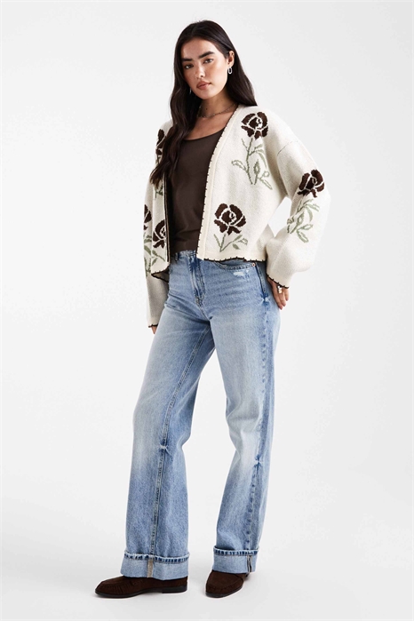Кардиган с цветочным узором по всей поверхности артикул 150831409