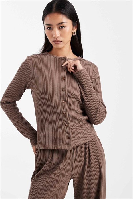 Толстовка с длинными рукавами и пуговицами, из ворсистой ребристой ткани co-ord артикул 154158511