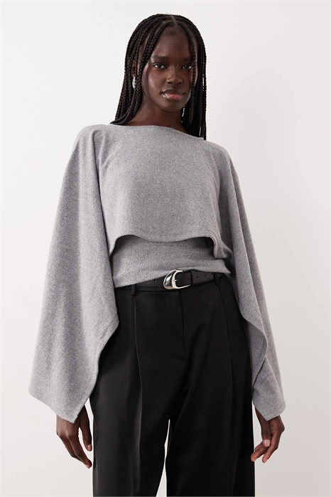 Топ с длинными рукавами и драпировкой на шее артикул 154217600