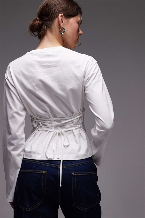 Футболка-корсет с длинными рукавами и завязками сзади артикул 151479588