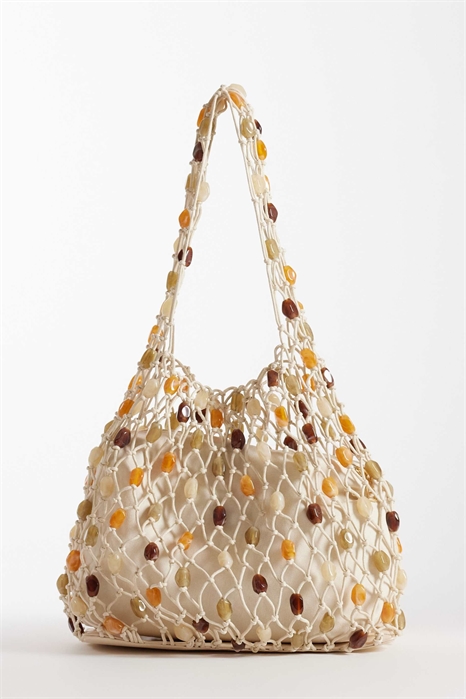Сумка через плечо, связанная крючком, свободного кроя, с бусинами артикул 151696520