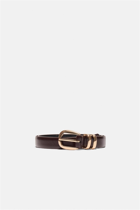 Простой ремень с эффектом блестящей кожи артикул 156090860