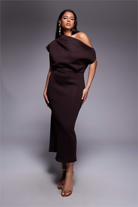ASOS DESIGN: платье средней длины с заниженными плечами для полных артикул 154080436
