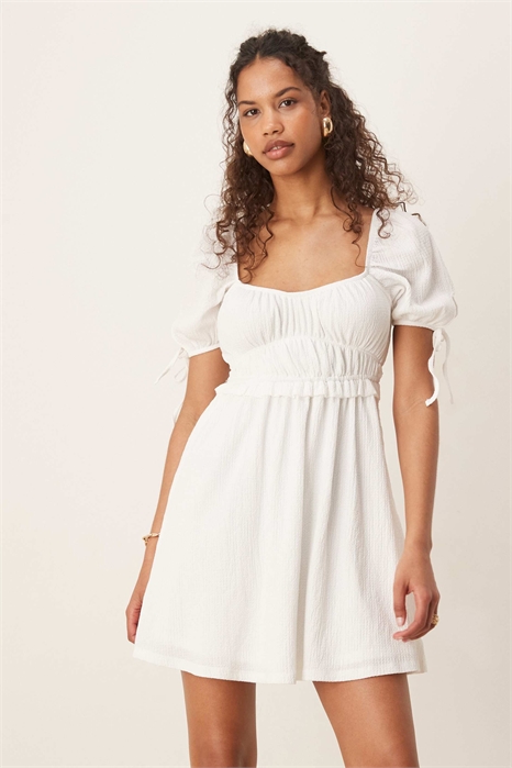 Мини-платье с короткими рукавами из пуховой ткани артикул 147701515