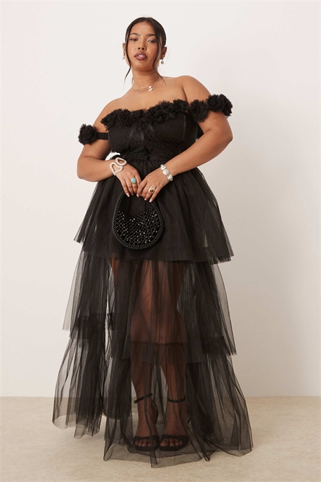 Макси-платье с корсетом и розетками артикул 147791251