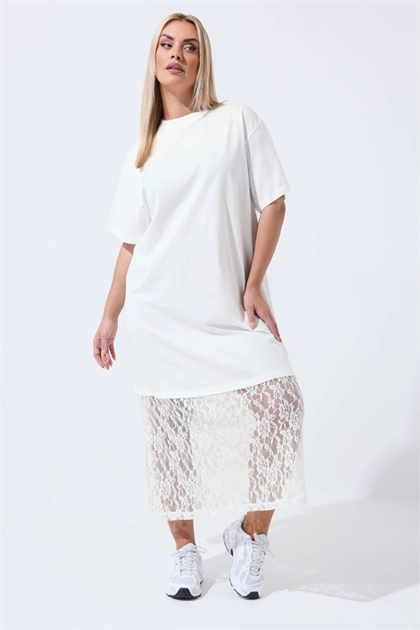 Макси-платье с кружевной отделкой артикул 156196591