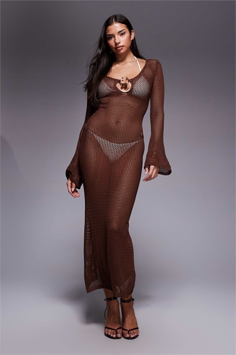 Пляжное платье макси, связанное крючком артикул 151303189